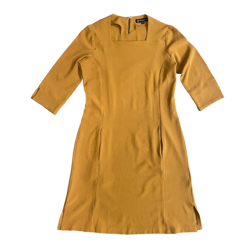 3/4 Sleeve Double Pocket Shift Dress